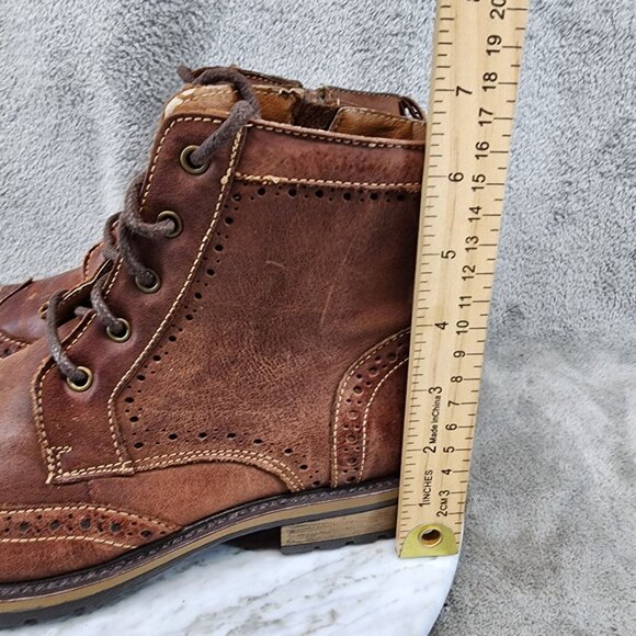 Steve Madden Shoes Mens Size 9 Brown Leather Wing Tip Lace Up Boots *GUC* main image 11